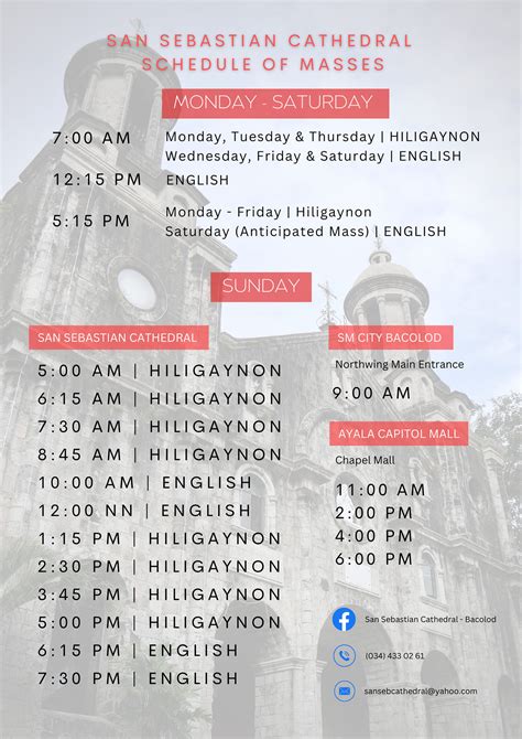 bacolod cathedral sunday mass schedule|Schedule of Masses for .